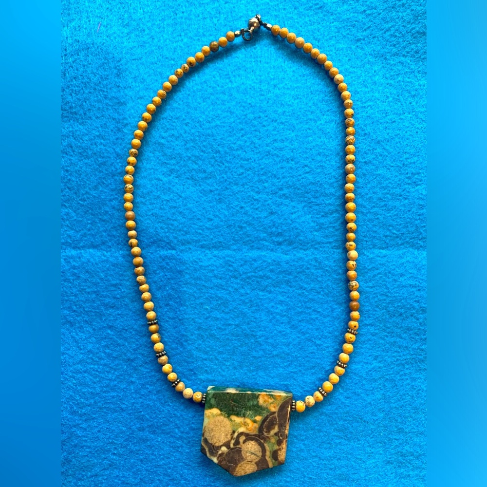 Beautiful Green Ocean Jasper Pendant Necklace